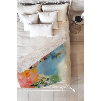 lunetricotee garden with sea view and olive tree Fleece Blanket - Deny Designs