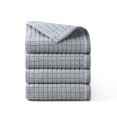 TOWN & COUNTRY EVERYDAY 4-Piece Textured Windowpane Hand Towel Set