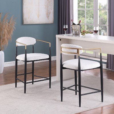Christopher Knight Home Alger Modern Fabric Upholstered Iron 25 Inch Counter Stools (Set of 2)