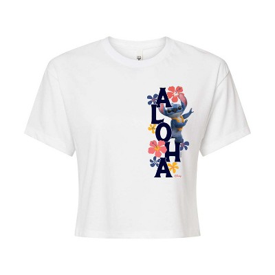 Women's - Lilo and Stitch - Aloha Stitch Cropped Graphic T-Shirt
