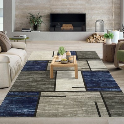 Washable Living Room Rug Modern Geometric Rug