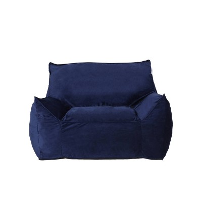 Loubar Modern Velveteen Armrests Bean Bag Chair Navy Blue - Christopher Knight Home