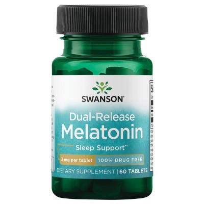 Swanson Dietary Supplements Melatonin - Dual-Release Formula 3 mg 60 Tabs