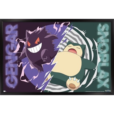 Trends International Pokémon - Gengar Snorlax Battle Framed Wall Poster Prints