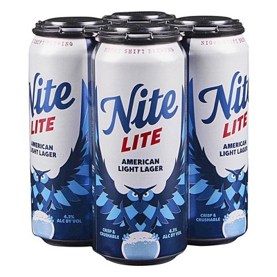 Night Shift Nite Lite Lager Beer - 4pk/16 fl oz Cans