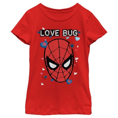 Girl's Marvel Spider-Man Candy Heart Love Bug Crop T-Shirt