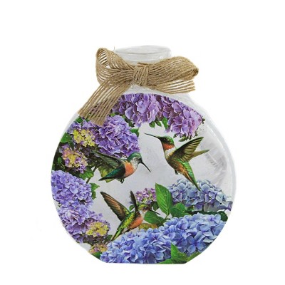 Stony Creek 4.5 Inch Floral Hummers Lit Round Jar Lighted Glass Accent , Hummingbirds Electric (1PC)