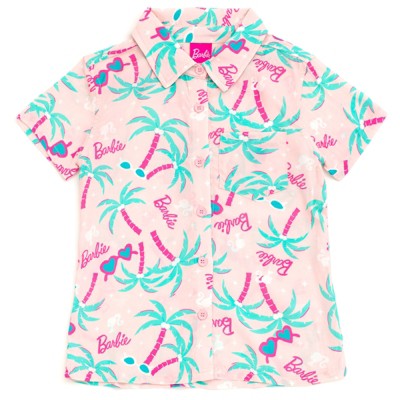 Barbie Girls Hawaiian Button Down Dress Shirt Little Kid to Big