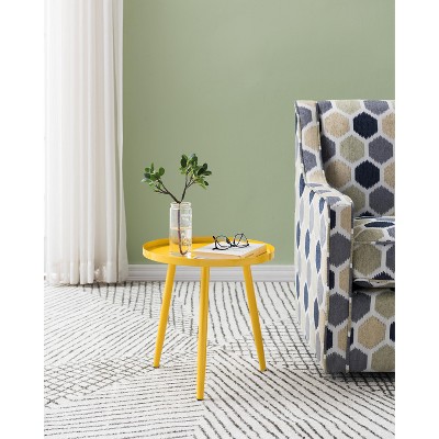 Kings Brand Furniture Whelan Round Metal Side Accent End Table, Nightstand Accent Table, Black