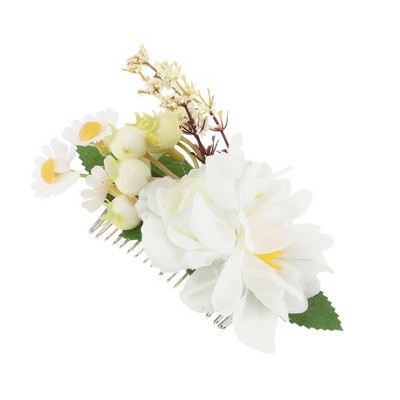 Unique Bargains Women's Durable Simulated Flowers Hair Clips Comb 1 Pc
