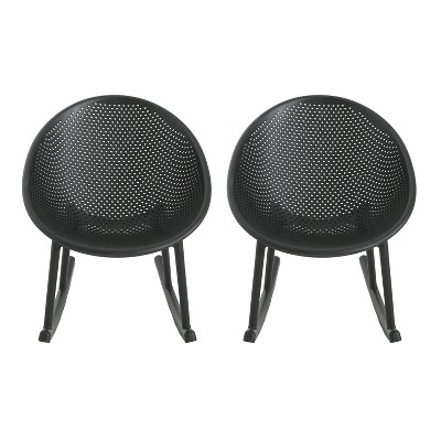 Christopher Knight Home 2pc Greggory Outdoor Polypropylene Plastic Rocking Chair Black