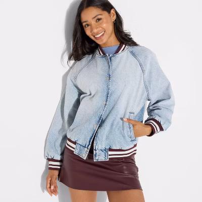 Women's Denim Varsity Jacket - Wild Fable™