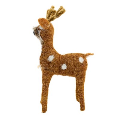 Tag 7.0 Inch Wooly Reindeer Small Christmas Figurine , Antlers Christmas (1PC)