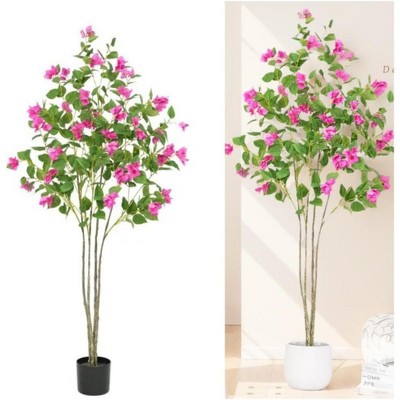 Artificial Bougainvillea Tree, Big Fake Bougainvillea Tree in Pot, Big Artificial Trees with Silk Flowers Indoor Plants for Home Office Garden