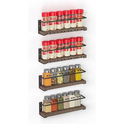 4-Pack Spice Rack Organizer Wall Mount with 415 Labels (no jars included)