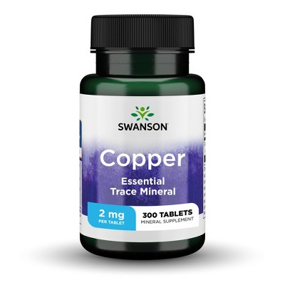 Swanson Copper Essential Trace Mineral, Helps Maintain The Health Of Organs & Tissues, 2 mg (300 Tablets)