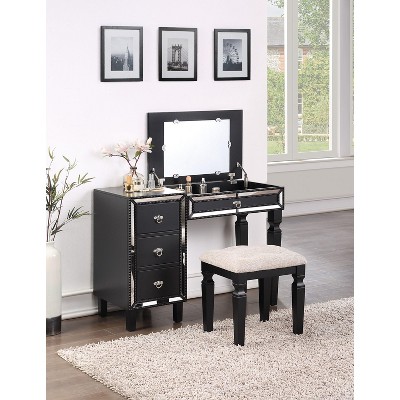 CAVINAS Dressing Table with Mirror with Storage Drawers for Living Tufted Stool Makeup Desk for Bedroom