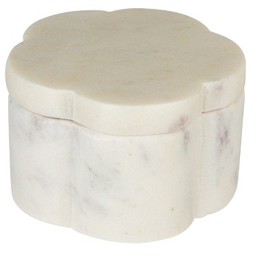 Storied Home Elegant Marble Pinch Pot with Lid, White