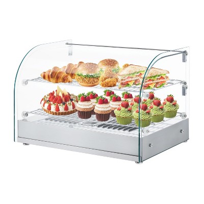 Commercial Food Warmer, 2-Tier Display Food Warmer Display Case, 1.5 Cu. Ft Countertop Pizza Warmer