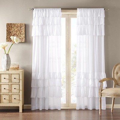 Kumasinova Cotton Extra Wide White Sheer Curtains 84 Inches Long,Ruffle Window Curtains with Rod Pocket,Kitchen Curtains for Living Room&Bedroom