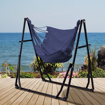 Ainfox 2 in 1 Foldable Indoor Outdoor Hammock Swing Chair with Portable Heavy Duty Stand