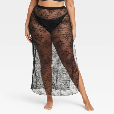 Women's Lace Unlined Lingerie Skirt - Auden™ Black