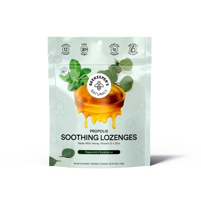 Beekeepers Naturals Propolis Soothing Lozenges - Peppermint Eucalyptus - 14ct