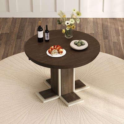 Sapphtopaz Round Dining Table Kitchen Table Farmhouse Dining Table Wood Dinette Table for Kitchen