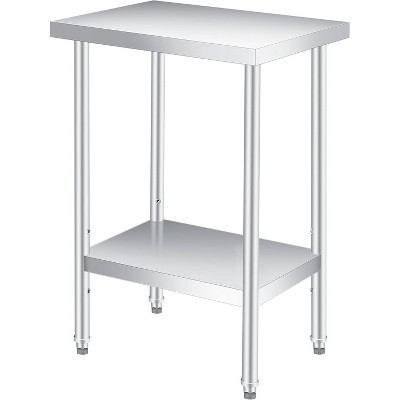 Stainless Steel Table, Heavy Duty Worktable with Adjustable Undershelf, 2 Tier Metal Prep Table