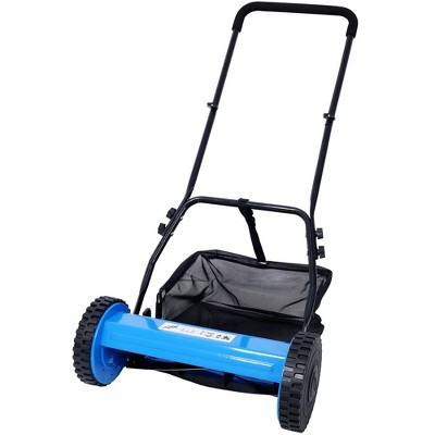 16-Inch Lawn Mower 5-Blade Reel Mower Push Reel Lawn Mower With Grass Catcher, 0.6 In-1.8 In Adjustable Blade Height For Garden Patio Sweeper
