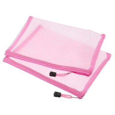 Unique Bargains Nylon Mesh Pencil File Makeup Storage Zipper Bags 6 Pcs