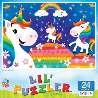 MasterPieces 24 Piece Jigsaw Puzzle for Kids - Rainbow Unicorns - 19"x14"