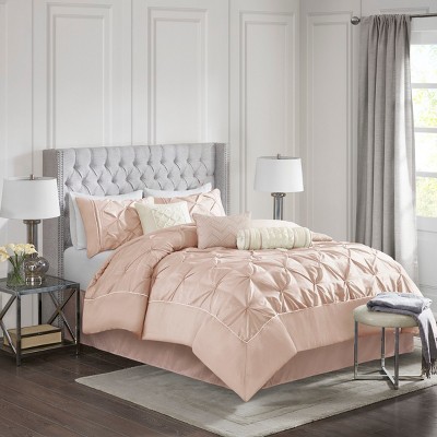 7 Piece Tufted Comforter Set Blush King