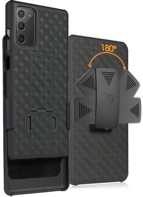 Nakedcellphone Case with Stand and Belt Clip Holster for Samsung Galaxy Note 20 - Black