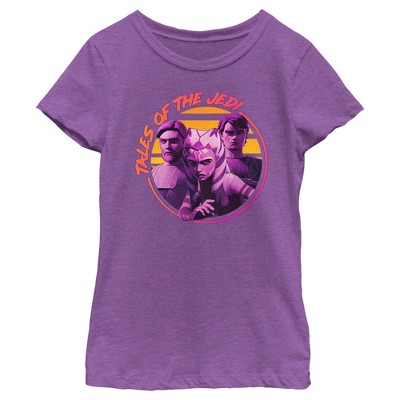 Girl's Star Wars: Tales of the Jedi Distressed Obi-Wan Ahsoka and Anakin T-Shirt