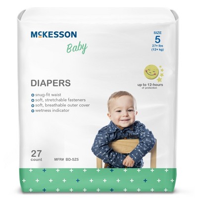 McKesson Baby Diapers, Disposable, Moderate Absorbency, Size 5