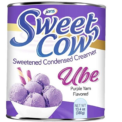 Jans Sweet Cow Ube Purple Yam Sweetened Condensed Milk Creamer 13.4 Oz. (Pack of 4)