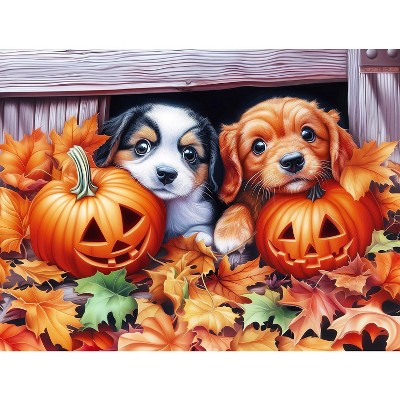 Sunsout Puppies and Jacks 500 pc Halloween Jigsaw Puzzle 77206