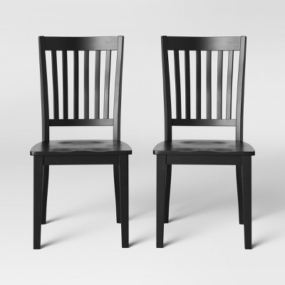 2pk Holden Slat Back Dining Chair Black - Threshold™: Solid Wood Frame, Modern Style, 200lb Capacity