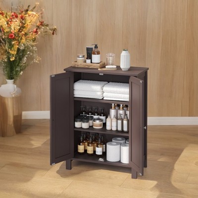 Slate Gray Freestanding Bathroom Floor Storage Cabinet - 11.8 x 23.6 x 31.5 Inches, with 2 Adjustable Shelves for Spacious Bathroom Storage