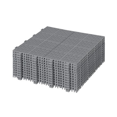 12 x 12 Inch Black Interlocking Deck Tiles Plastic Waterproof Outdoor All Weather Anti-slip , Rosette Pattern Pack of 12