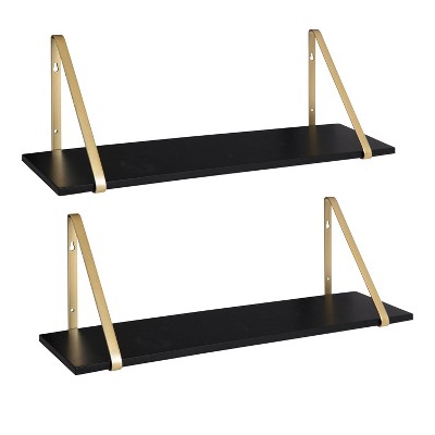 27.5" x 8.2" 2pk Soloman Wooden Shelf Set with Brackets - Kate & Laurel All Things Decor