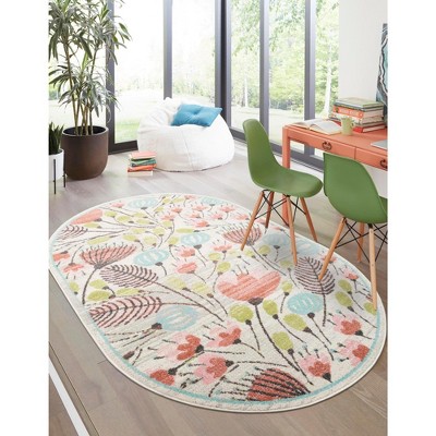 Unique Loom Whimsy Kids Wildflowers Floral Indoor Woven Area Rug