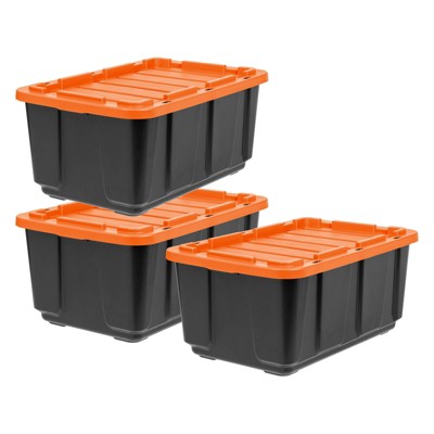IRIS USA 27Gal/108Qt Large All-Weather Heavy-Duty Stackable Storage Plastic Bin Tote Container with Quick Snap Lid