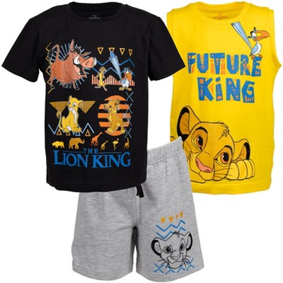 Disney T-Shirt Tank Top French Terry Shorts 3 Piece Outfit Set Toddler