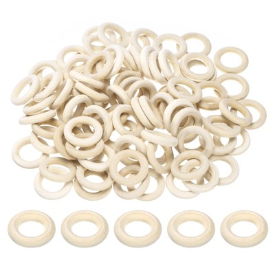 Unique Bargains Natural Wood DIY Craft Activity Kits Unfinished Solid Rings 100 Pcs