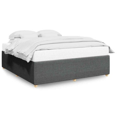 vidaXL California King Bed Frame - Dark Gray Fabric Slat Support - Modern Bedroom Furniture