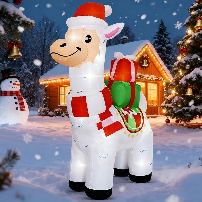 Joyfy 6 FT Christmas Inflatable Decoration, Blow Up Cute Llama Inflatable with Built-in LEDs for Christmas Party Indoor Outdoor Yard Garden Lawn Decor