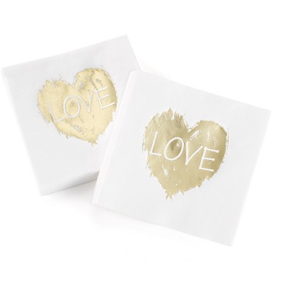 50ct Love Heart' Disposable Napkins: Gold Dinner Napkins for 50th Anniversary, Milestone Celebration by Hortense B. Hewitt