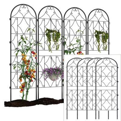Garden Trellis for Climbing Plants - 76" Tall Metal Arch Trellis for Roses, Vines, Vegetables
